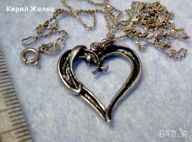 АР НУВО СРЕБЪРЕН ПЕНДАНТ СЪРЧИЦЕ ЛАКИРАНО СРЕБРО ВИСОКА ПРОБА с НЕЖНА 925 СРЕБЪРНА ВЕРИЖКА 35444, снимка 7 - Антикварни и старинни предмети - 50417137