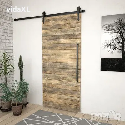 vidaXL Комплект механизъм за плъзгаща врата SKIEN 200 см стомана черен(SKU:145259), снимка 3 - Други стоки за дома - 48636854