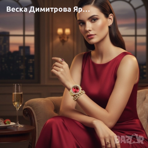 Луксозен комплект с кристали – часовник + гривна, снимка 9 - Бижутерийни комплекти - 52109520