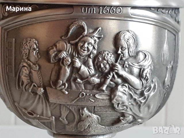 Чаши с чинийка от калай Antik*Vintage #90, снимка 8 - Антикварни и старинни предмети - 51709305