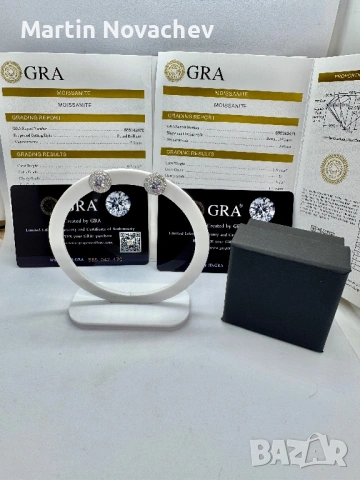 Сребърни обеци с мойсанит (Диамант) 0.5 карата, снимка 2 - Обеци - 54091883