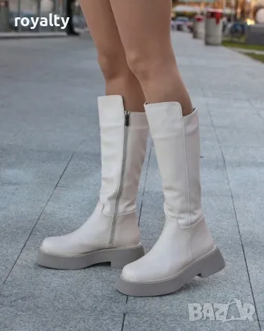 Равни ботуши - Кожа, снимка 2 - Дамски ботуши - 49549873