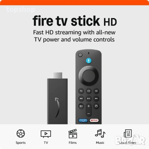 Чисто нов Amazon Fire TV Stick HD (Най-ново поколение) – 8GB, Alexa, Netflix  , снимка 2 - Приемници и антени - 53216910