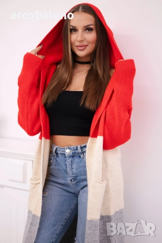 Дамска жилетка с качулка на райета, 5цвята , снимка 2 - Жилетки - 52830751