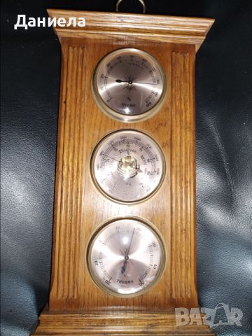 Старинен часовник и барометър, снимка 1 - Стенни часовници - 33873112