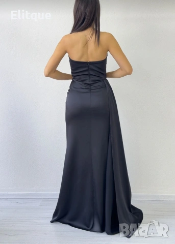 дълга сатенена рокля с цепка , снимка 8 - Рокли - 53194689