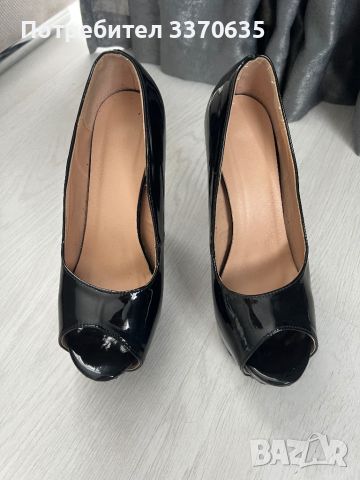 Дамски черни високи обувки на висок ток, 38 номер, снимка 8 - Дамски обувки на ток - 45567302