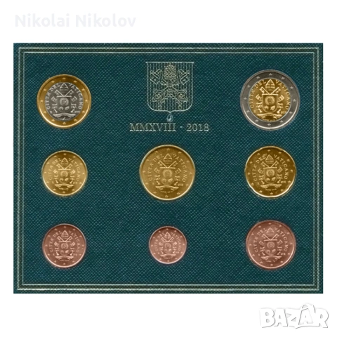  ПЪЛЕН ЦИРКУЛАЦИОНЕН ЕВРО СЕТ, Ватикана 2018 г., снимка 3 - Нумизматика и бонистика - 53479609