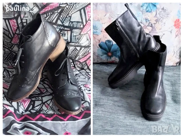 Естествена кожа / Два чифта / Маркови боти "Tamaris" "Pace" crafted shoes / N 39 