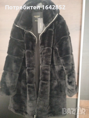 Палто с еко косъм 