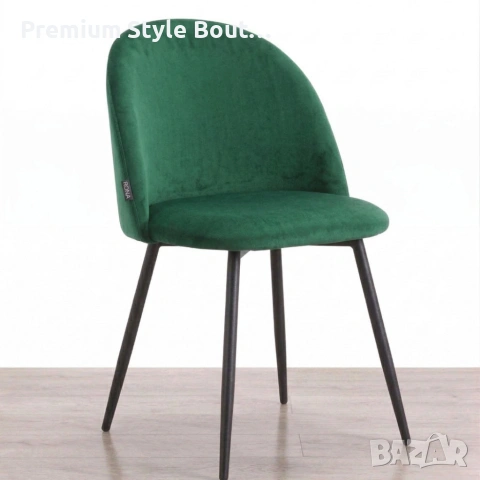 Дизайнерски зелен стол FARO – тапициран, стабилен и удобен, снимка 8 - Столове - 53990761