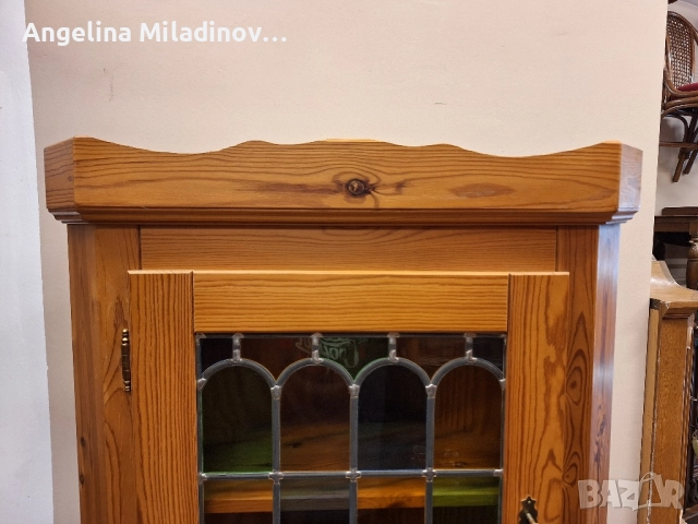 Винтидж ъглова витрина масив , снимка 10 - Секции и витрини - 51607247