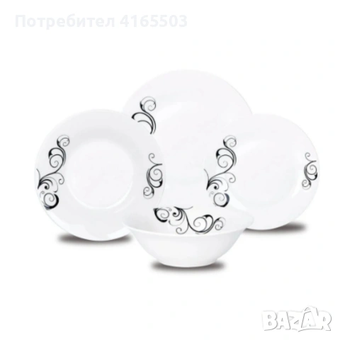 Комплект чинии 24 части с елегантен винтидж дизайн – Възвишен стил за всяка трапеза, снимка 2 - Чинии - 53299847