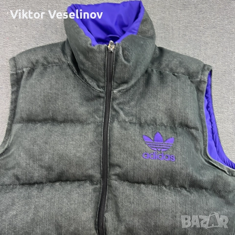 Adidas Puffer Vest Мъжка Жилетка Размер S Сива Trefoil Gilet Пухено, снимка 3 - Якета - 51539510