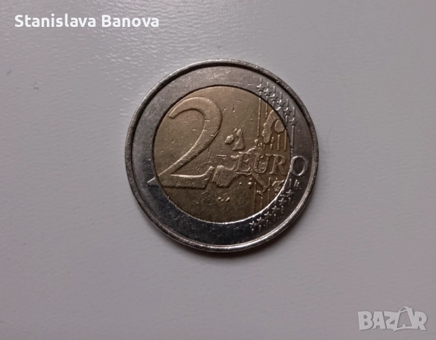 Белгийска монета от 2 евро с крал Албърт II от 2004г. ,първа серия, снимка 2 - Нумизматика и бонистика - 53047800