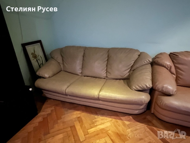 кожен холов диван 2ка 160 см + диван 3ка 210см + фотьойл + 2 табуретки / холна гарнитура -цена 1 150, снимка 3 - Дивани и мека мебел - 52029490