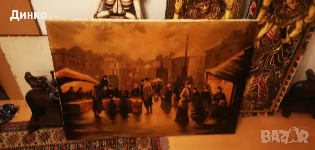 Стара маслена картина 100см.-70см. рисувана върху платно., снимка 11 - Антикварни и старинни предмети - 50041670