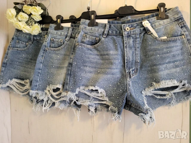 панталонки деним с камъни , снимка 3 - Къси панталони и бермуди - 51152156