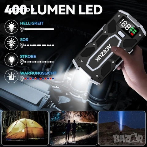 Чисто нов Преносим стартер ACEZUK M02 5000A / 21800mAh бустерна батерия..., снимка 5 - Аксесоари и консумативи - 51598032