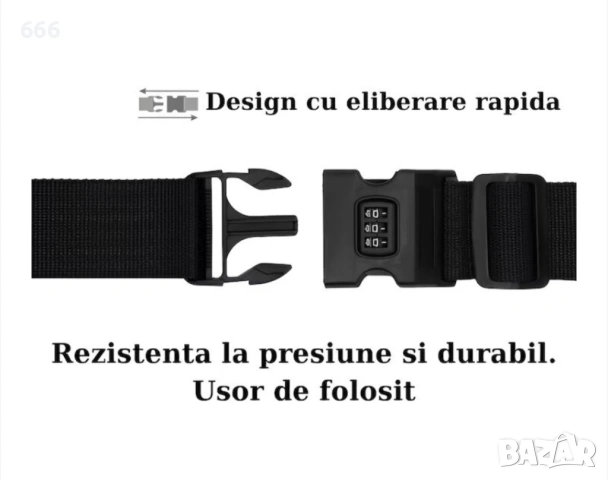 Ремък за багаж с комбинация за безопасност на куфара, Ширина 5 см, Дължина 200 см, Черна, снимка 4 - Други стоки за дома - 53333780