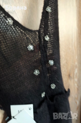 ZARA нова с етикет рокля от алпака с камъни, снимка 10 - Рокли - 53724624