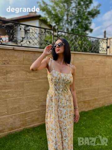 Дълга рокля жълти цветя