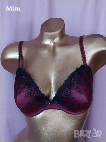 80 В Сатенен сутиен бордо