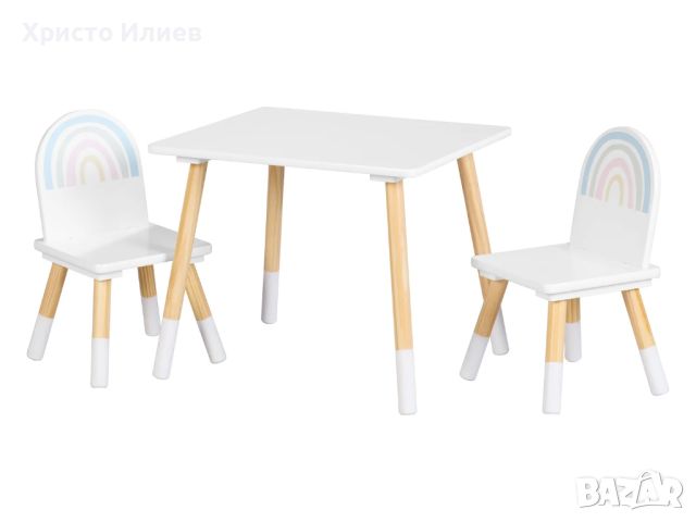 Детска дървена маса и 2 стола комплект Livarno , снимка 1 - Мебели за детската стая - 45302595
