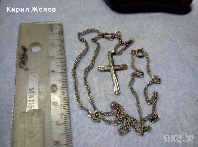 СТАР ОРНАМЕНТИРАН СРЕБЪРЕН КРЪСТ СРЕБРО 835 N с СРЕБЪРНА ВЕРИЖКА СРЕБРО 900 МАЙСТОРСКА РАБОТА 50113, снимка 2 - Антикварни и старинни предмети - 49913117