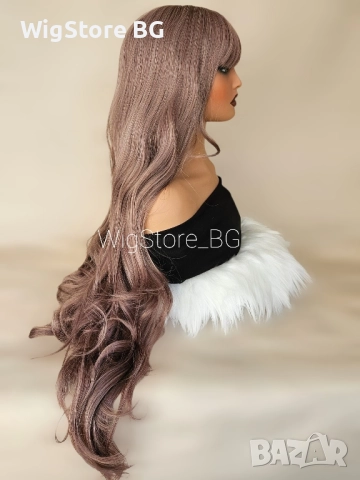 Сиво-лилава къдрава перука с бретон , снимка 4 - Аксесоари за коса - 52509169