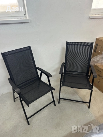 Комплект от 2 градински сгъваеми стола Yaheetech със стоманена рамка  , снимка 6 - Градински мебели, декорация  - 51986042