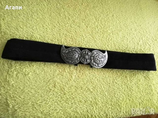 Колан с пафти от автентичен плат червен, черен и шарен, снимка 2 - Колани - 53737238