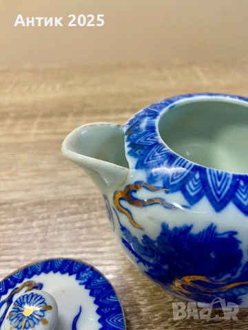 Японски порцеланов чайник с дракон, Made in Japan, средата на XX век, снимка 7 - Антикварни и старинни предмети - 53373064