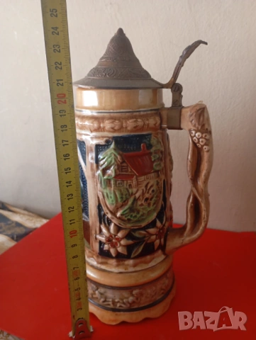 Стара музикална халба за бира с капак, снимка 2 - Други ценни предмети - 53868851