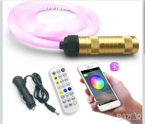 Звездно осветление за таван с дистанционно,Bluetooth управление чрез приложение,200 бр. 2 метра, снимка 2 - Аксесоари и консумативи - 52345725