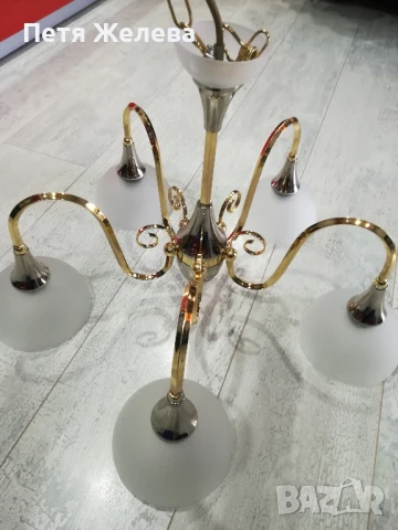 Полилей метал и стъкло/5 осветителни тела/-Австрия 