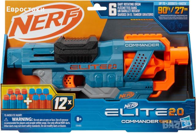 Hasbro Бластер NERF ELITE 2.0 COMMANDER RD-6 с 12 стрели, снимка 7 - Играчки за стая - 45912981