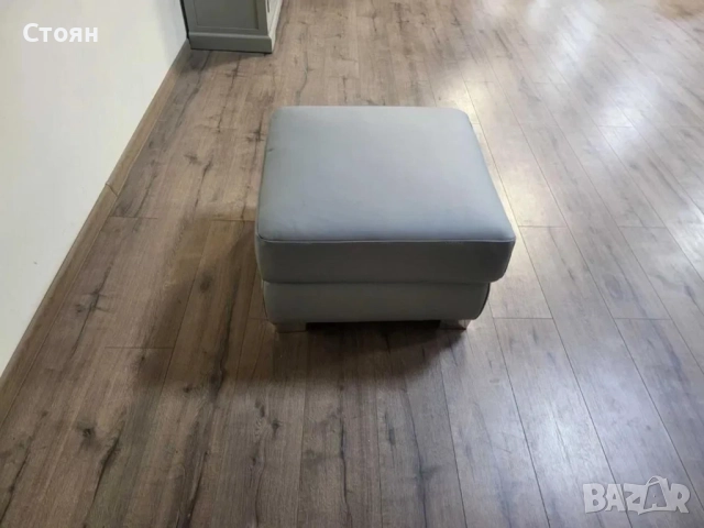 Сива кожена табуретка с функция ракла, снимка 7 - Дивани и мека мебел - 51956137