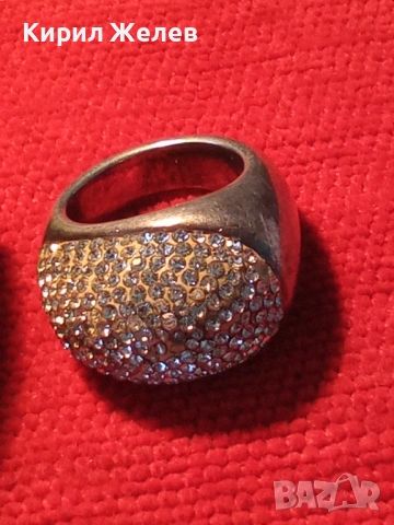 Прекрасен скъпоценен сребърен пръстен с ювелирно инкрустирани кристали тип бомбе 51821, снимка 14 - Пръстени - 52925179