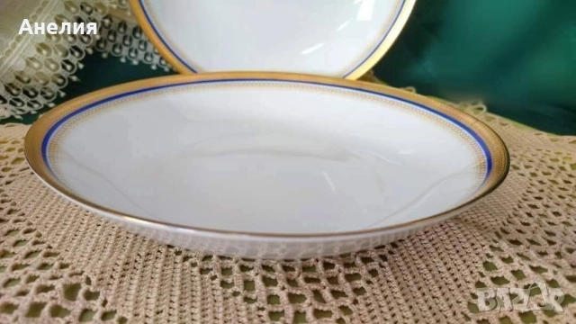 Wunsiedel bavaria кобалтово/ златен кант, снимка 3 - Чинии - 52968633