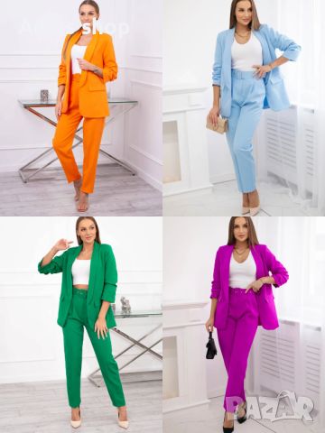 Елегантен дамски комплект сако и панталон, 4цвята 