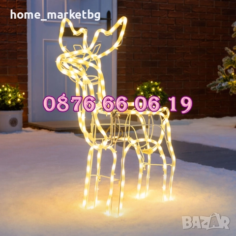 Коледен светещ елен, коледна украса, синя светлина, снимка 2 - Декорация за дома - 52428740