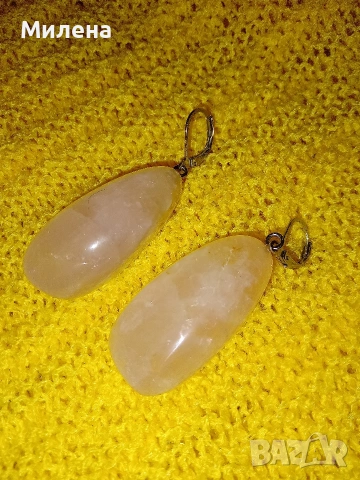 обеци полускъпоценни камъни , снимка 2 - Обеци - 53495693