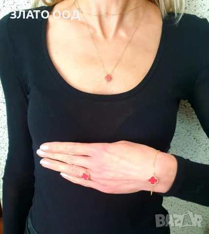 Златни сетове модел ДЕТЕЛИНА - 14К, снимка 7 - Колиета, медальони, синджири - 50461435