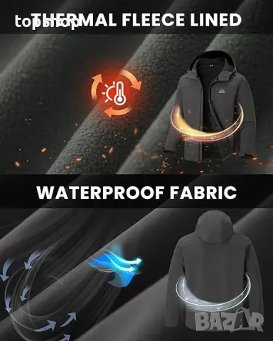 donhobo Мъжко туристическо яке с поларена подплата, много джобове и качулка, XL, сиво, снимка 3 - Якета - 50355189