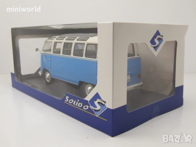 Volkswagen VW T1 Samba Bus 1962 - мащаб 1:18 на Solido моделът е нов в кутия, снимка 8 - Колекции - 52151896