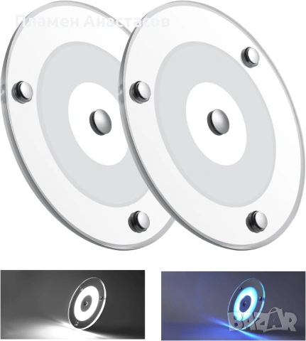 Комплект 2 × LED плафони 12V/24V – димируеми таванни лампи 120 мм с тъч контрол