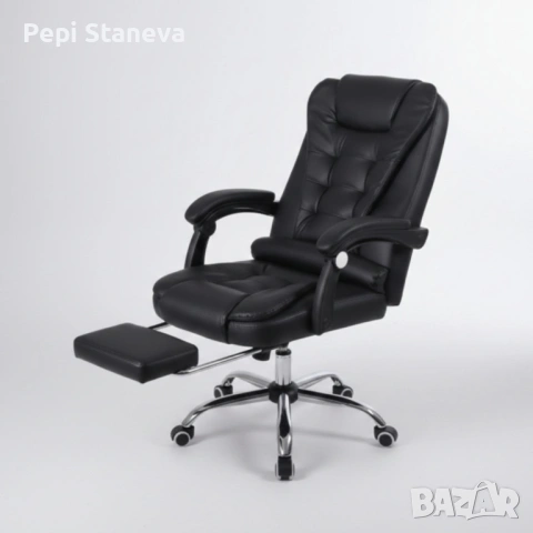 Ергономичен въртящ се офис стол с масаж и поставка за крака, снимка 3 - Столове за офис - 53217845