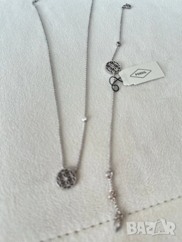 Fossil , сребърни колие и гривна “ цветето на живота”, снимка 4 - Бижутерийни комплекти - 52107556