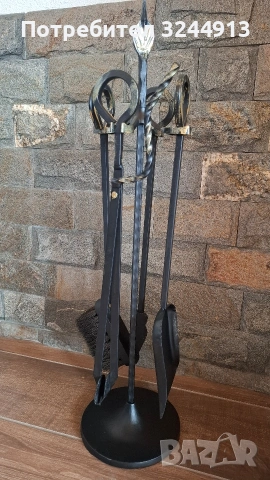 Красив комплект за камина от ковано желязо пет части , снимка 5 - Други стоки за дома - 53618576